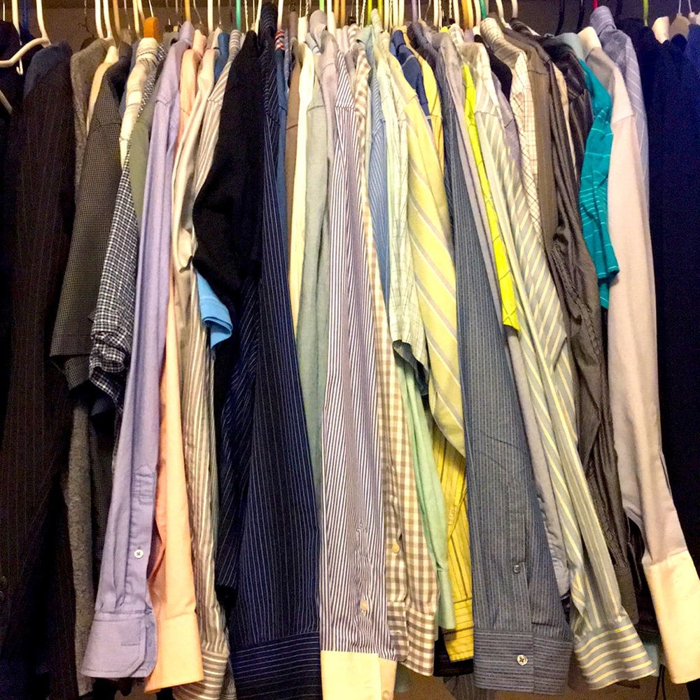 Business casual shirts. Nice brands from NIKE, to VAN HEUSEN, to IZOD ect.